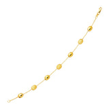 14k Yellow Gold Bracelet with Textured and Polished Pebble Stations (6.35 mm) RCJ