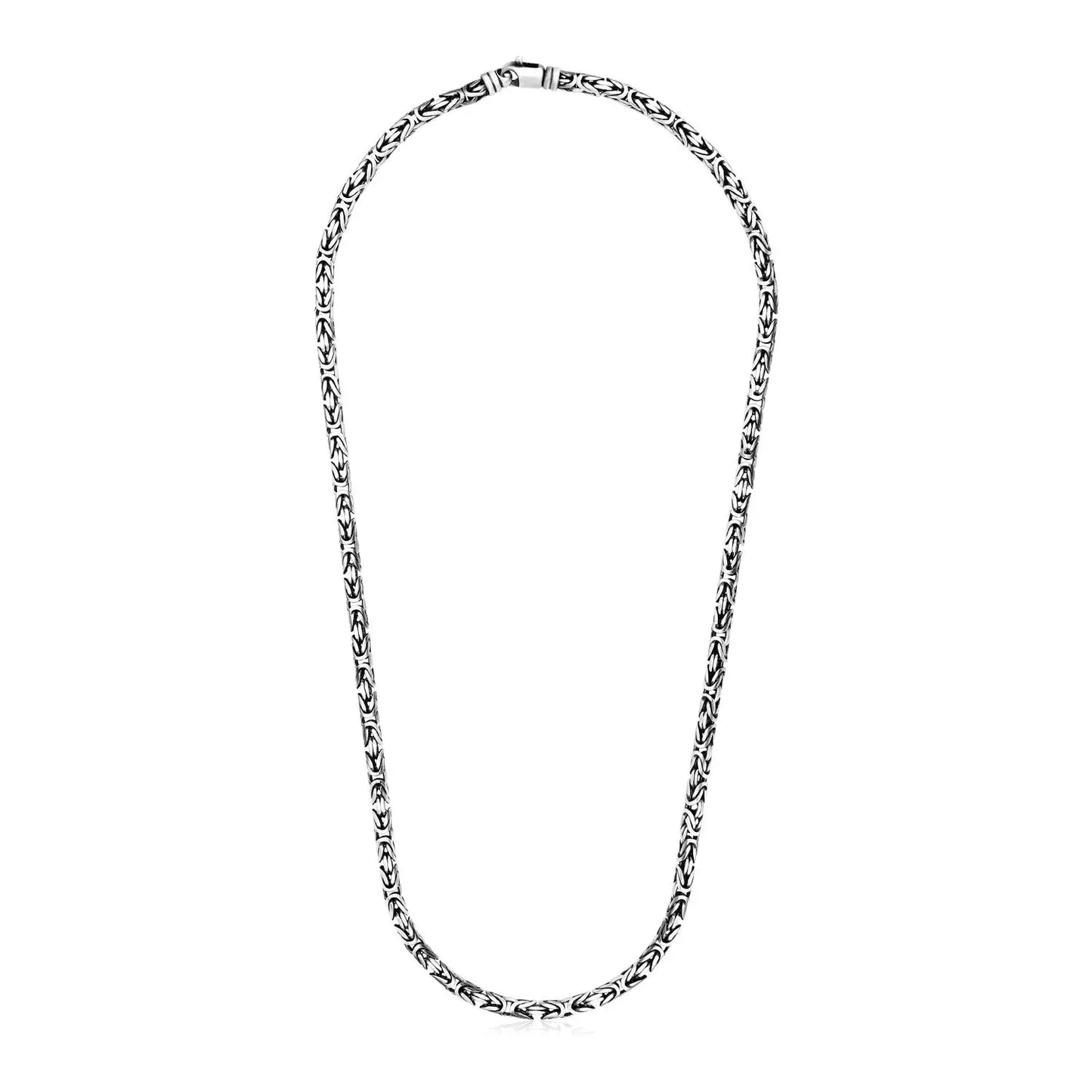 Sterling Silver Gunmetal Finish Byzantine Chain Necklace RCJ