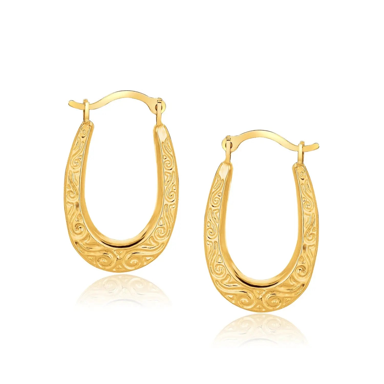 10k Yellow Gold Fancy Oval Hoop EarringsMonde Trend