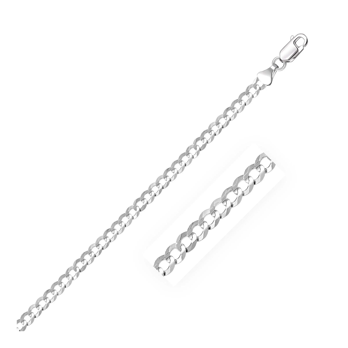 14k White Gold Solid Curb Bracelet (3.60 mm) RCJ