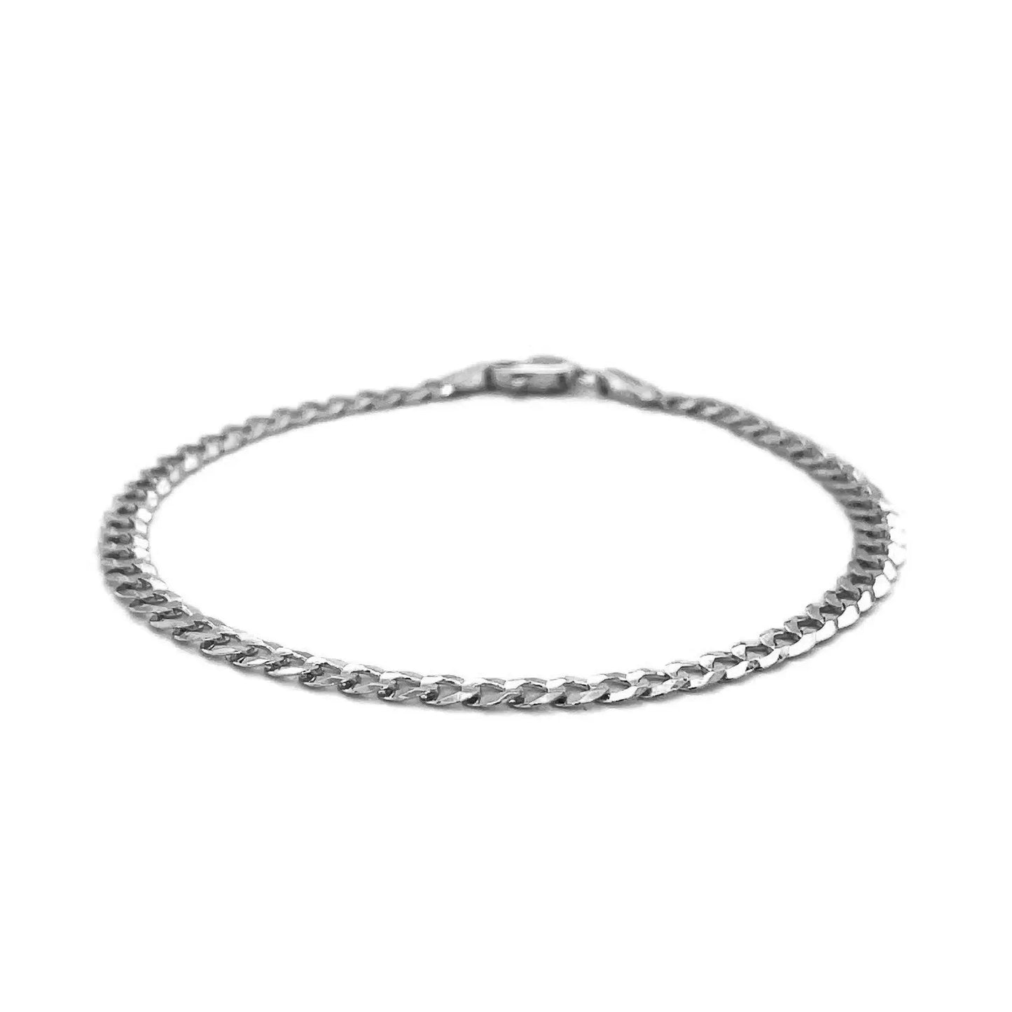 14k White Gold Solid Curb Bracelet (3.60 mm) RCJ