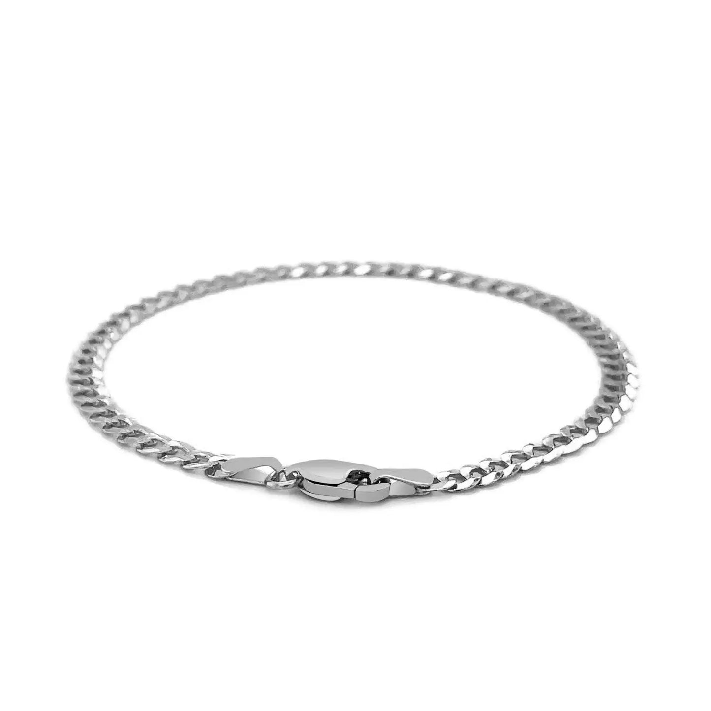 14k White Gold Solid Curb Bracelet (3.60 mm) RCJ