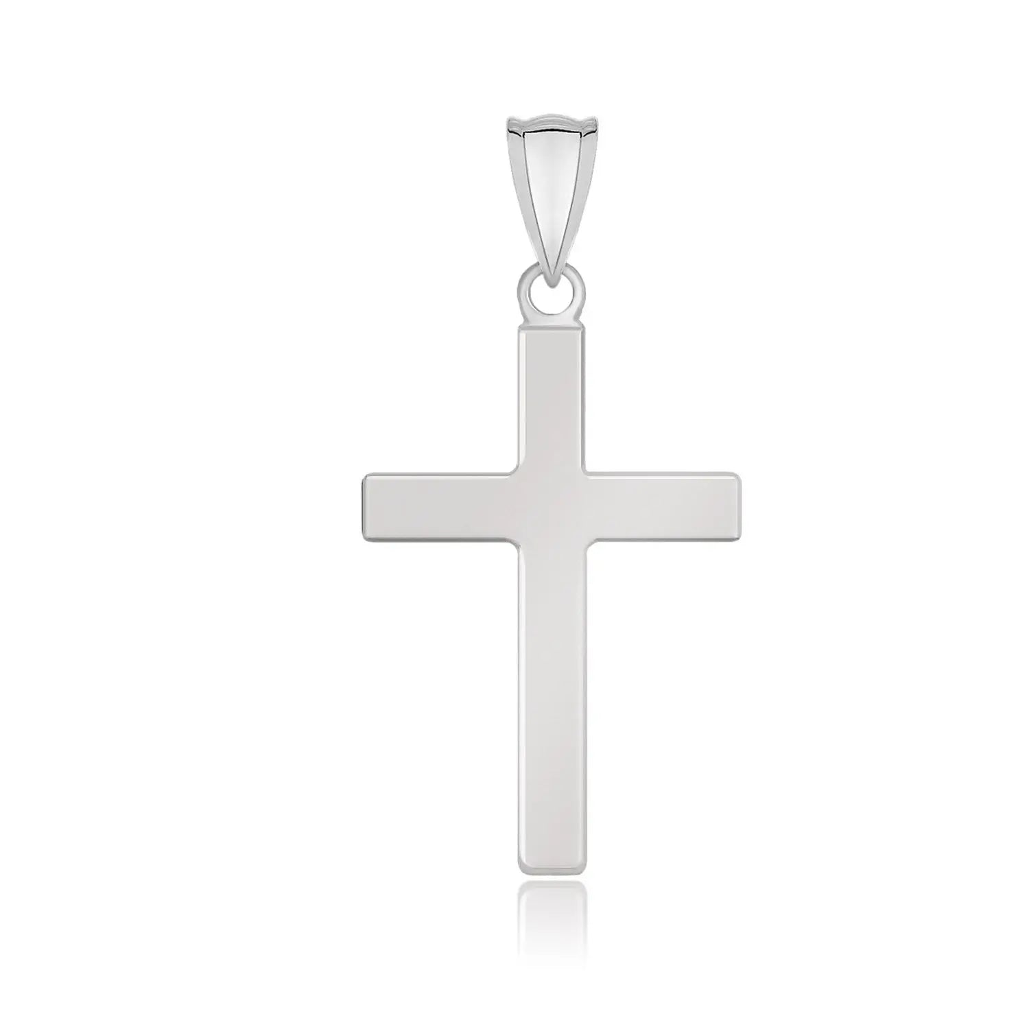 14k White Gold Flat Design Cross PendantMonde Trend