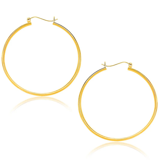 14k Yellow Gold Polished Hoop Earrings (1.5x40mm) RCJ