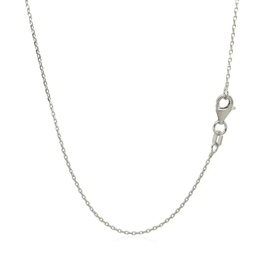 14k White Diamond Cut Cable Link Chain (0.87 mm)Monde Trend