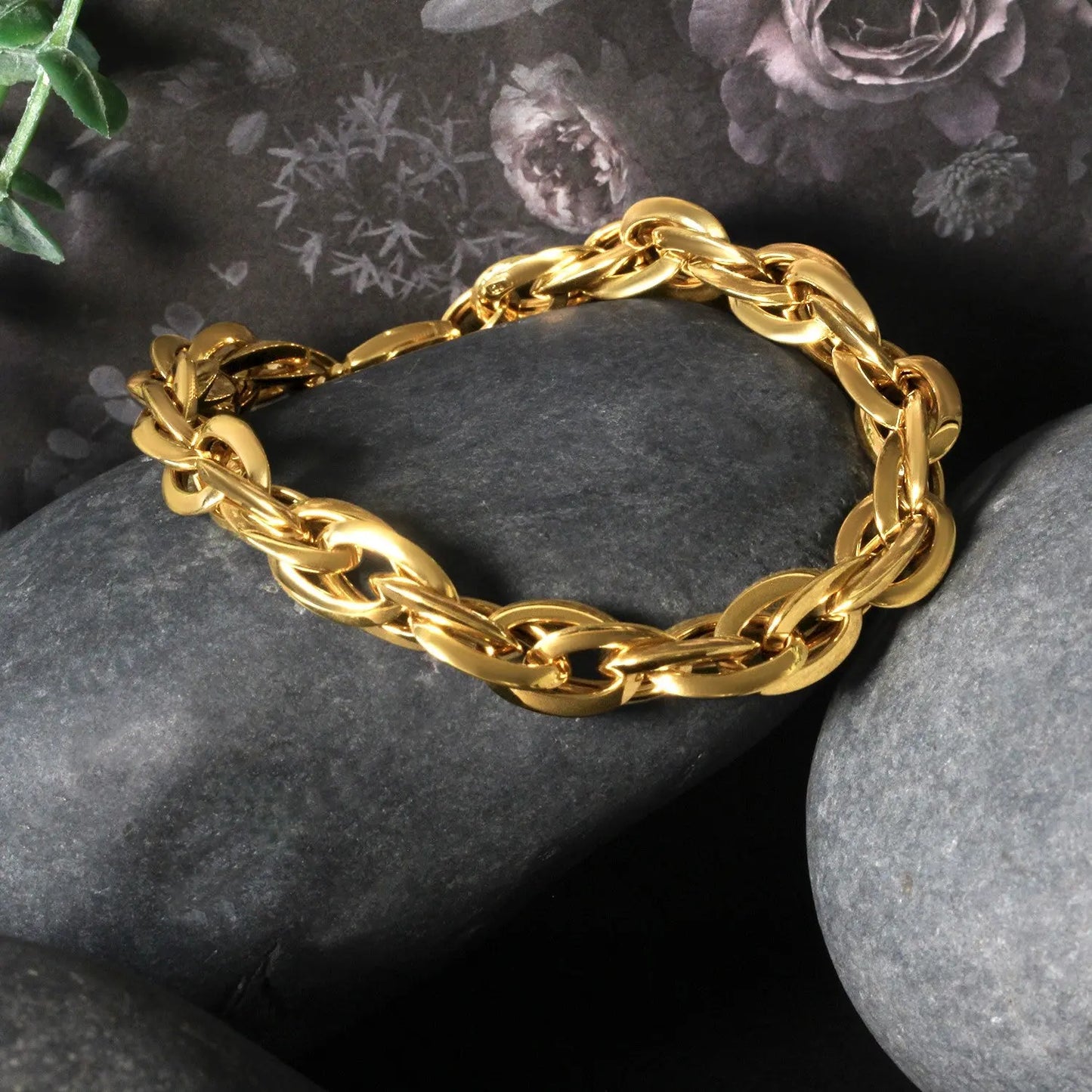 Double Oval Link Chain Bracelet in 14k Yellow Gold (10.00 mm) RCJ