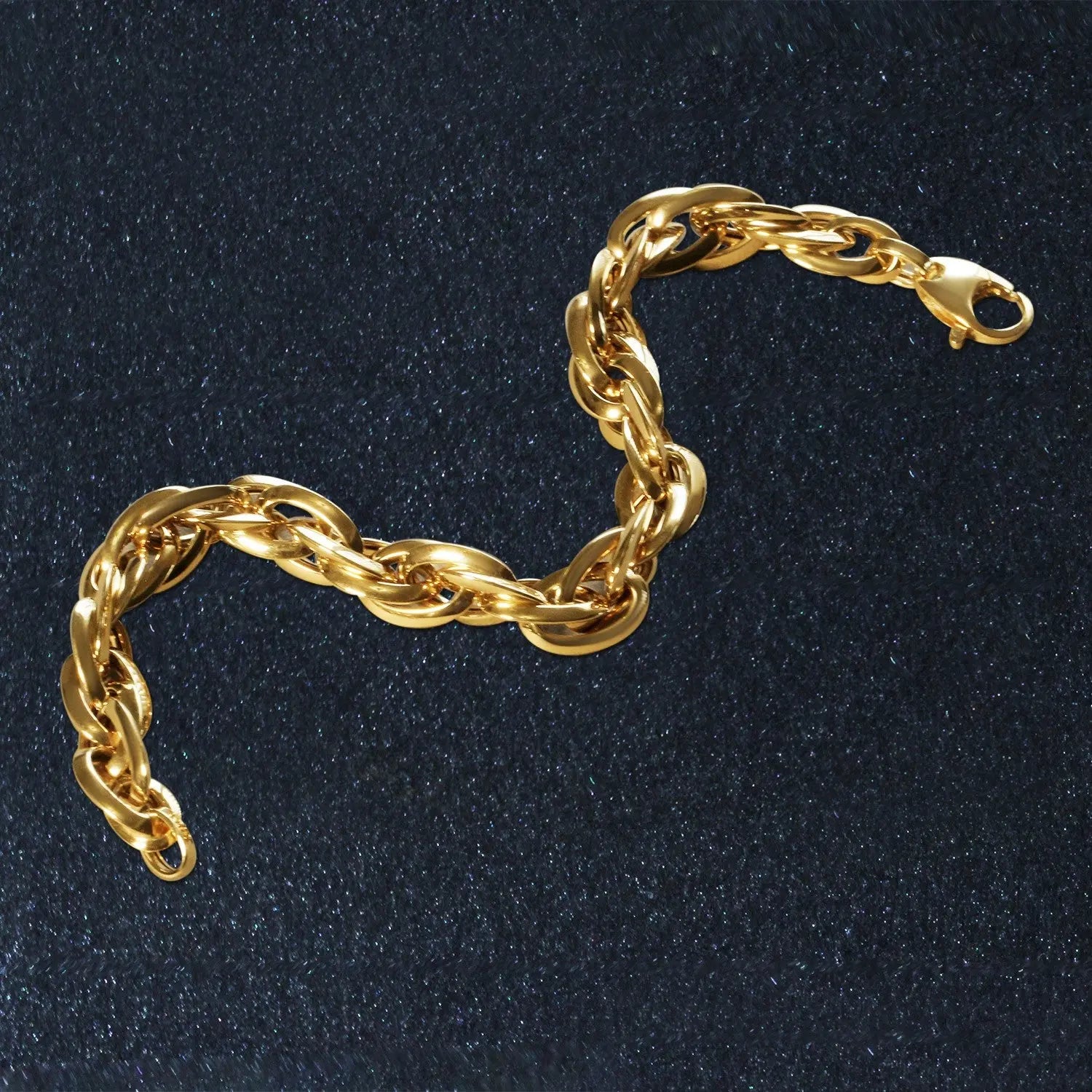 Double Oval Link Chain Bracelet in 14k Yellow Gold (10.00 mm) RCJ