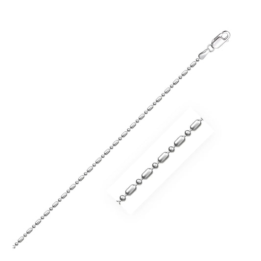 14k White Gold Diamond-Cut Alternating Bead Chain (1.10 mm)Monde Trend