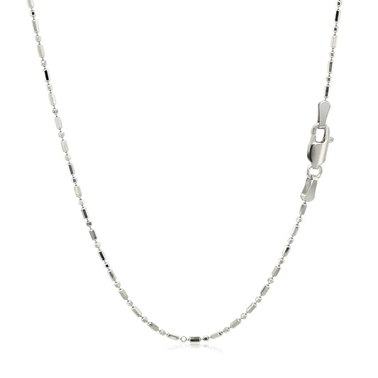 14k White Gold Diamond-Cut Alternating Bead Chain (1.10 mm)Monde Trend