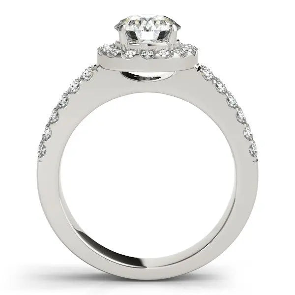 14k White Gold Halo Diamond Engagement Ring With Double Row Band (1 3/8 cttw)Monde Trend