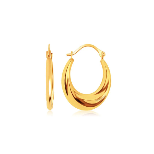 14k Yellow Gold Graduated Oval Hoop Earrings RCJ