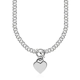 Sterling Silver Rolo Chain  with a Heart Toggle Charm and Rhodium Plating RCJ