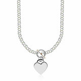 Sterling Silver Rhodium Plated Rolo Chain Necklace with a Heart Toggle Charm RCJ