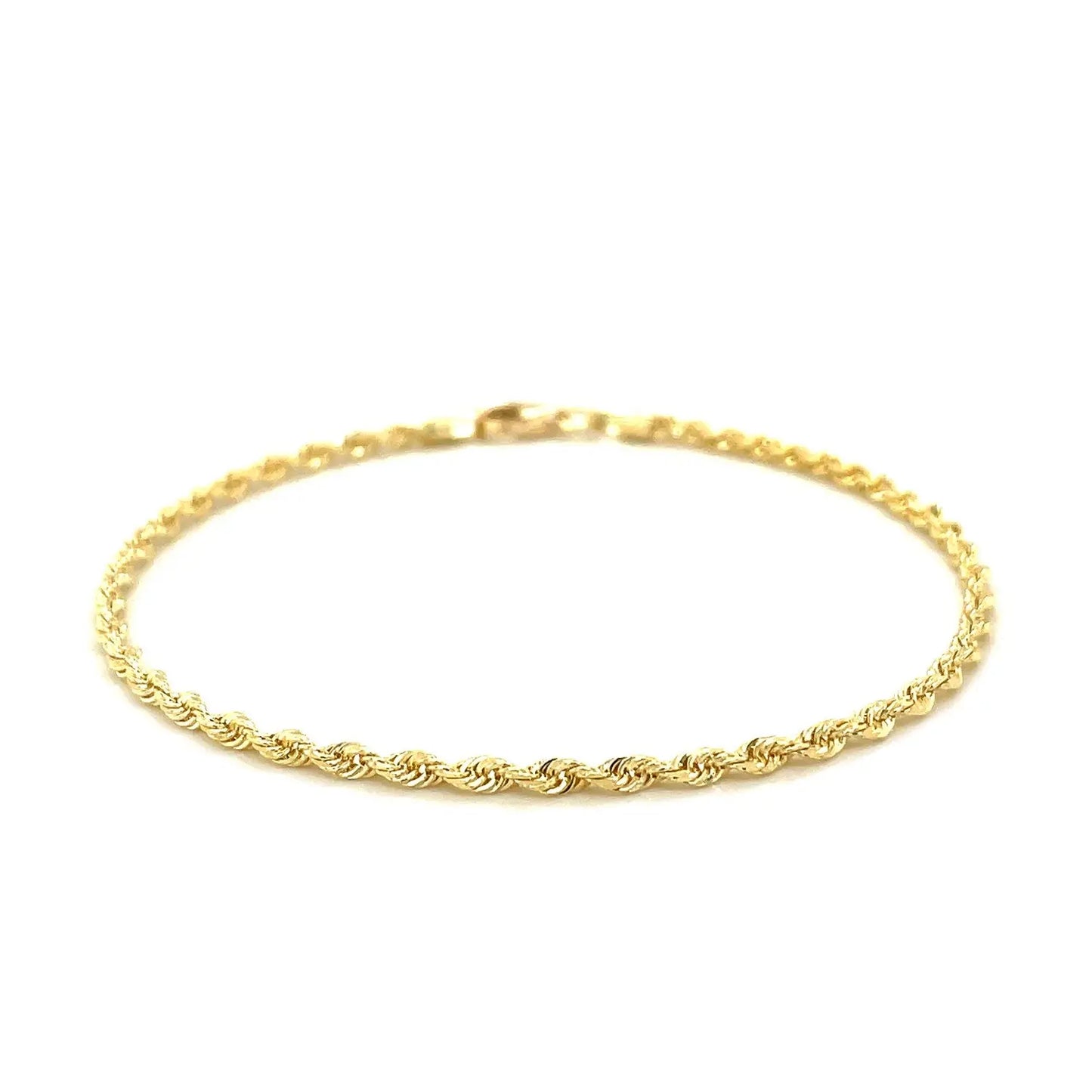 14k Yellow Gold Solid Diamond Cut Rope Bracelet (2.50 mm) RCJ