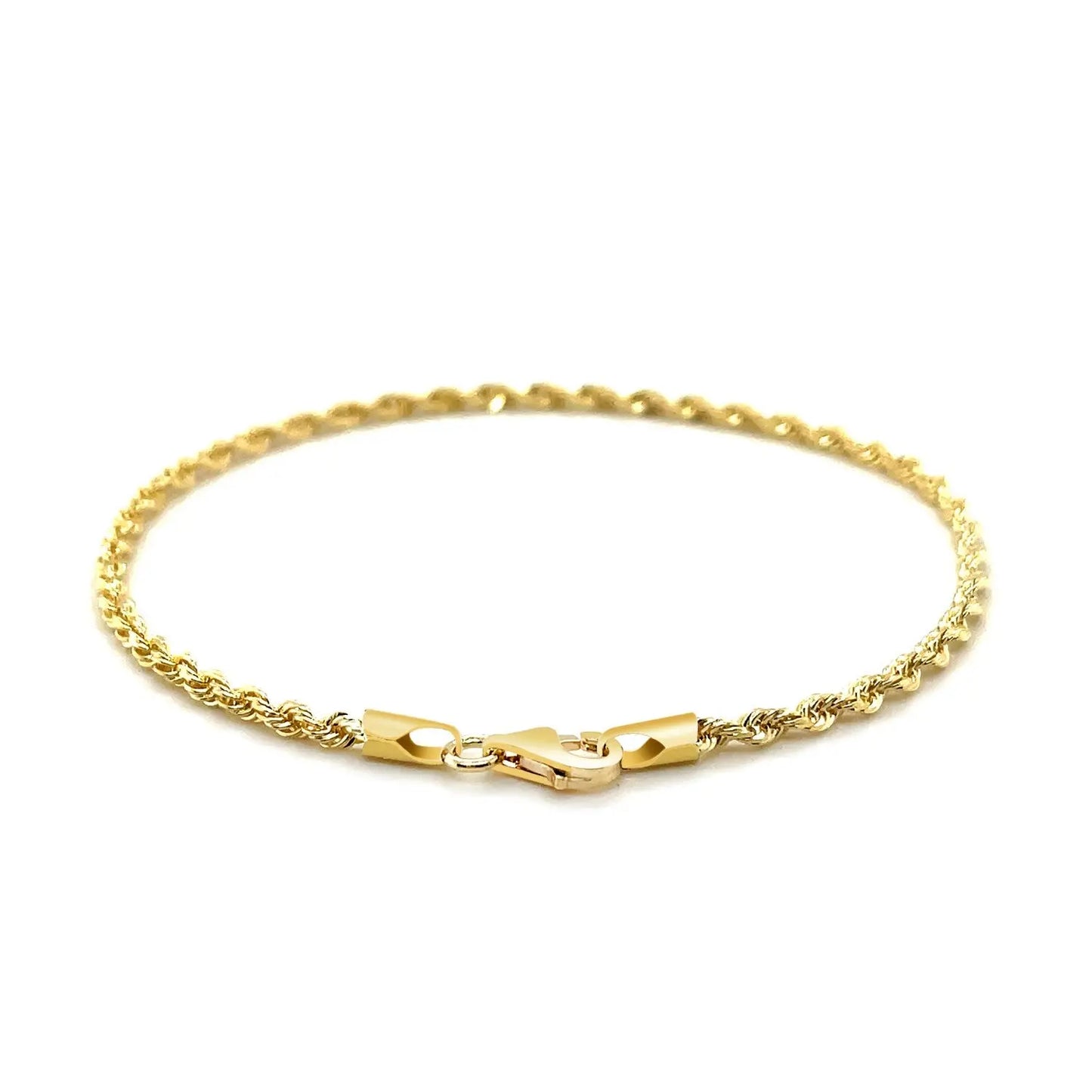 14k Yellow Gold Solid Diamond Cut Rope Bracelet (2.50 mm) RCJ