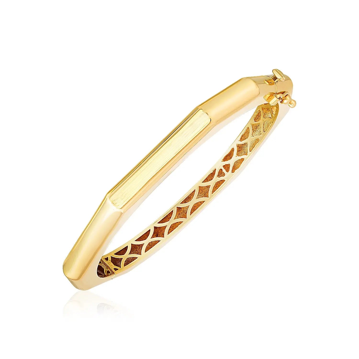 14k Yellow Gold High Polish Geometric Bangle (6.10 mm) RCJ