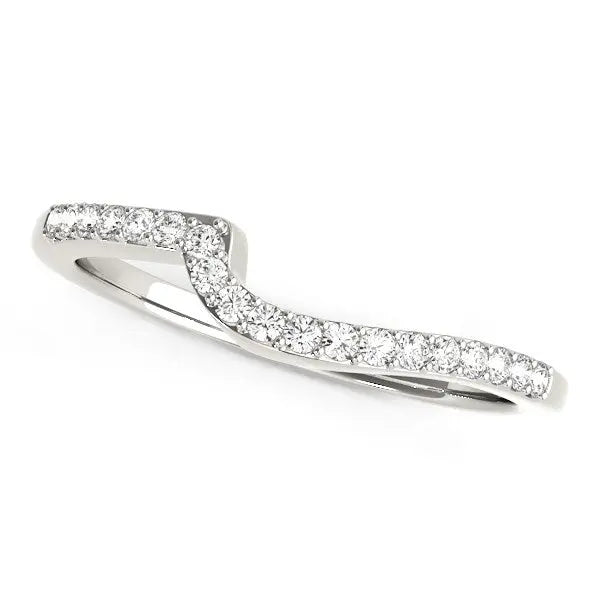 14k White Gold Curved Design Round Diamond Wedding Band (1/4 cttw)Monde Trend