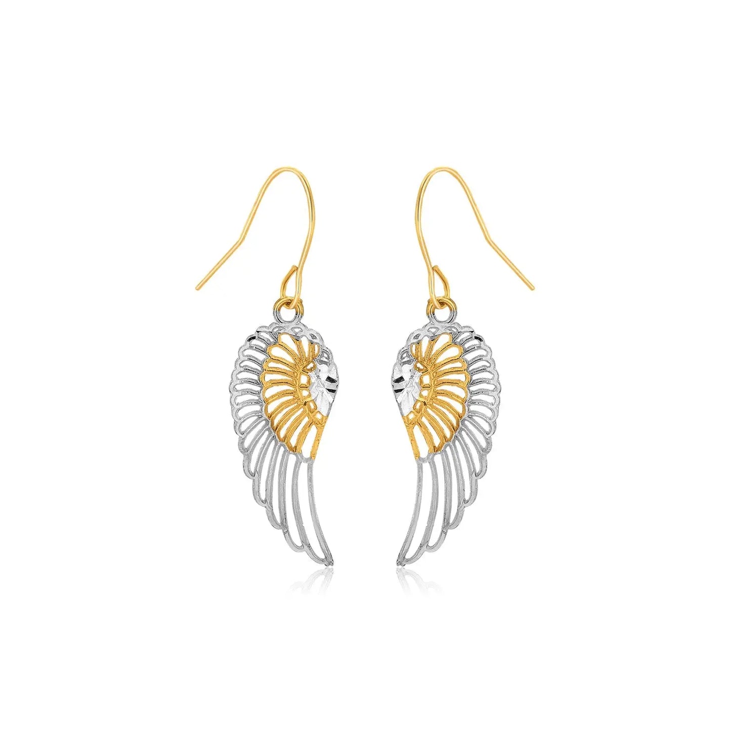 Two-Tone Wing Drop Earrings in 10K Gold RCJ