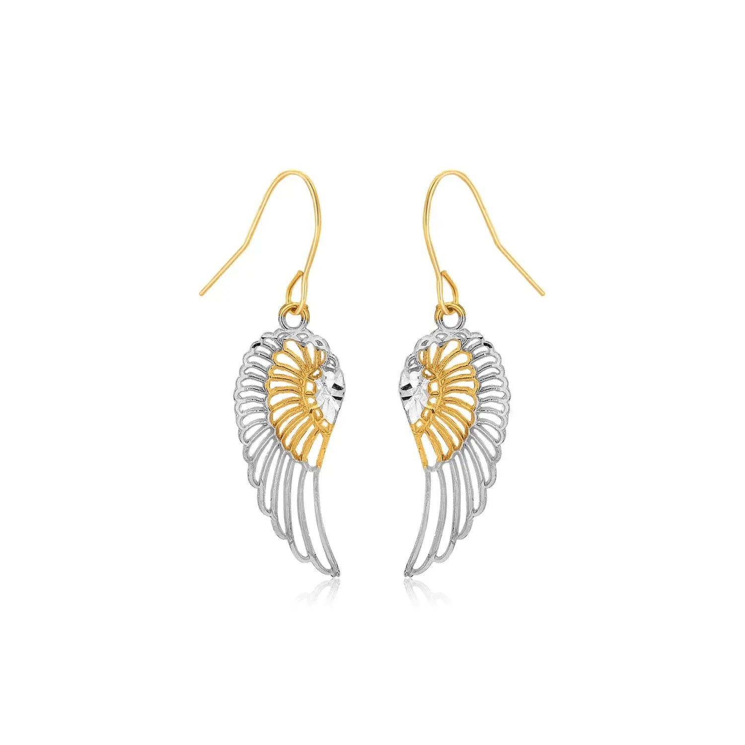 Two-Tone Wing Drop Earrings in 10K Gold RCJ