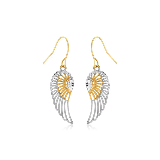 Two-Tone Wing Drop Earrings in 10K Gold RCJ