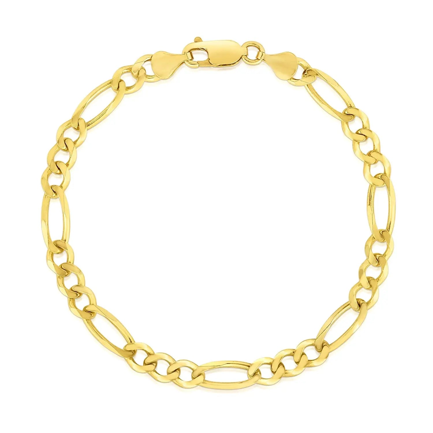 14k Yellow Gold Solid Figaro Bracelet (4.50 mm) RCJ