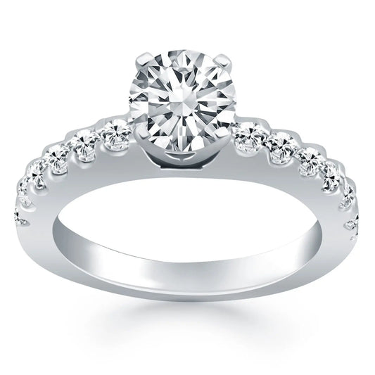 14k White Gold Diamond Micro Prong Cathedral Engagement RingMonde Trend