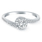 14k White Gold Bypass Swirl Diamond Halo Engagement RingMonde Trend