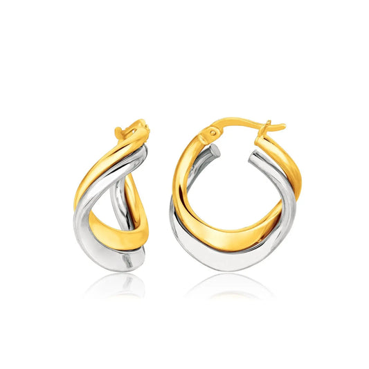 14k Two Tone Gold Earrings in Fancy Double Twist StyleMonde Trend