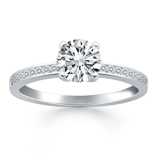 14k White Gold Engagement Ring with Diamond Channel Set BandMonde Trend