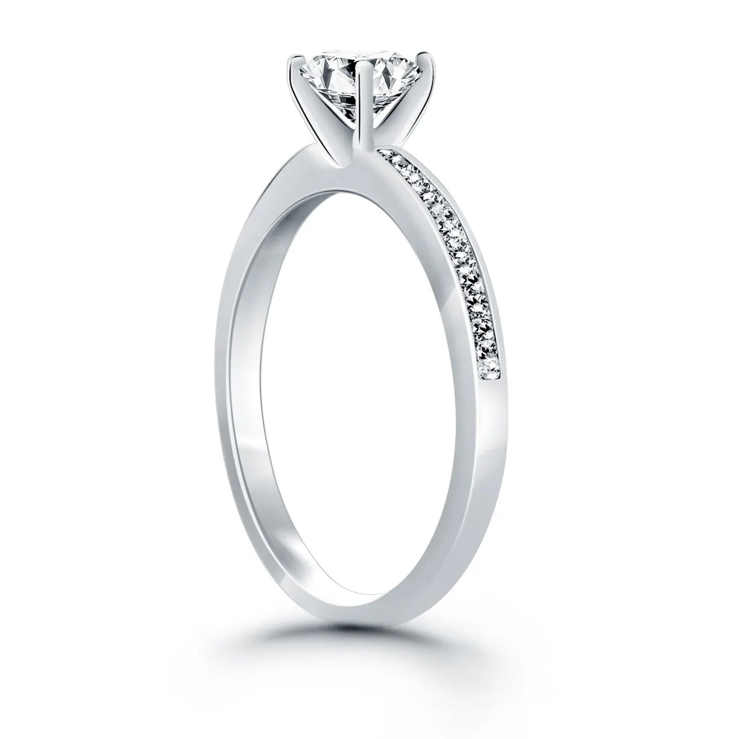 14k White Gold Engagement Ring with Diamond Channel Set BandMonde Trend