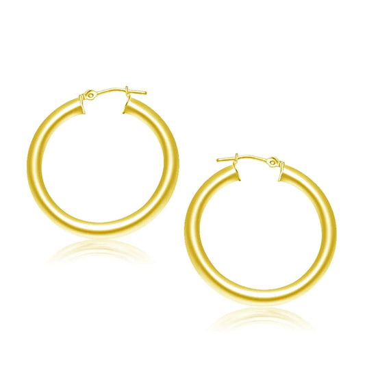 14k Yellow Gold Polished Hoop Earrings (4x30 mm) RCJ