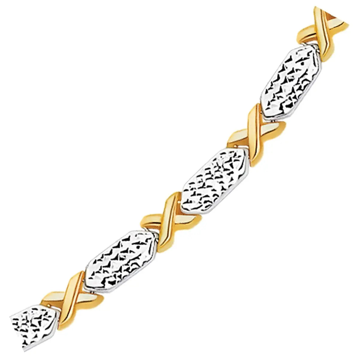 14k Two-Tone Gold Fancy X Line Bracelet (4.80 mm)Monde Trend