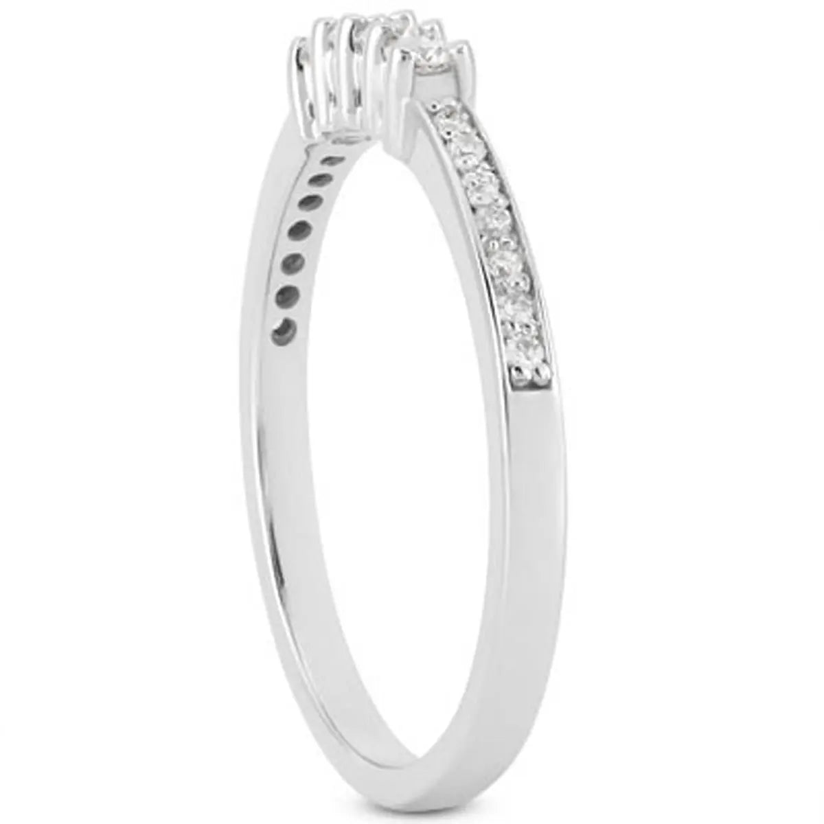 14k White Gold Wedding Band with Pave Set Diamonds and Prong Set Diamonds RCJ