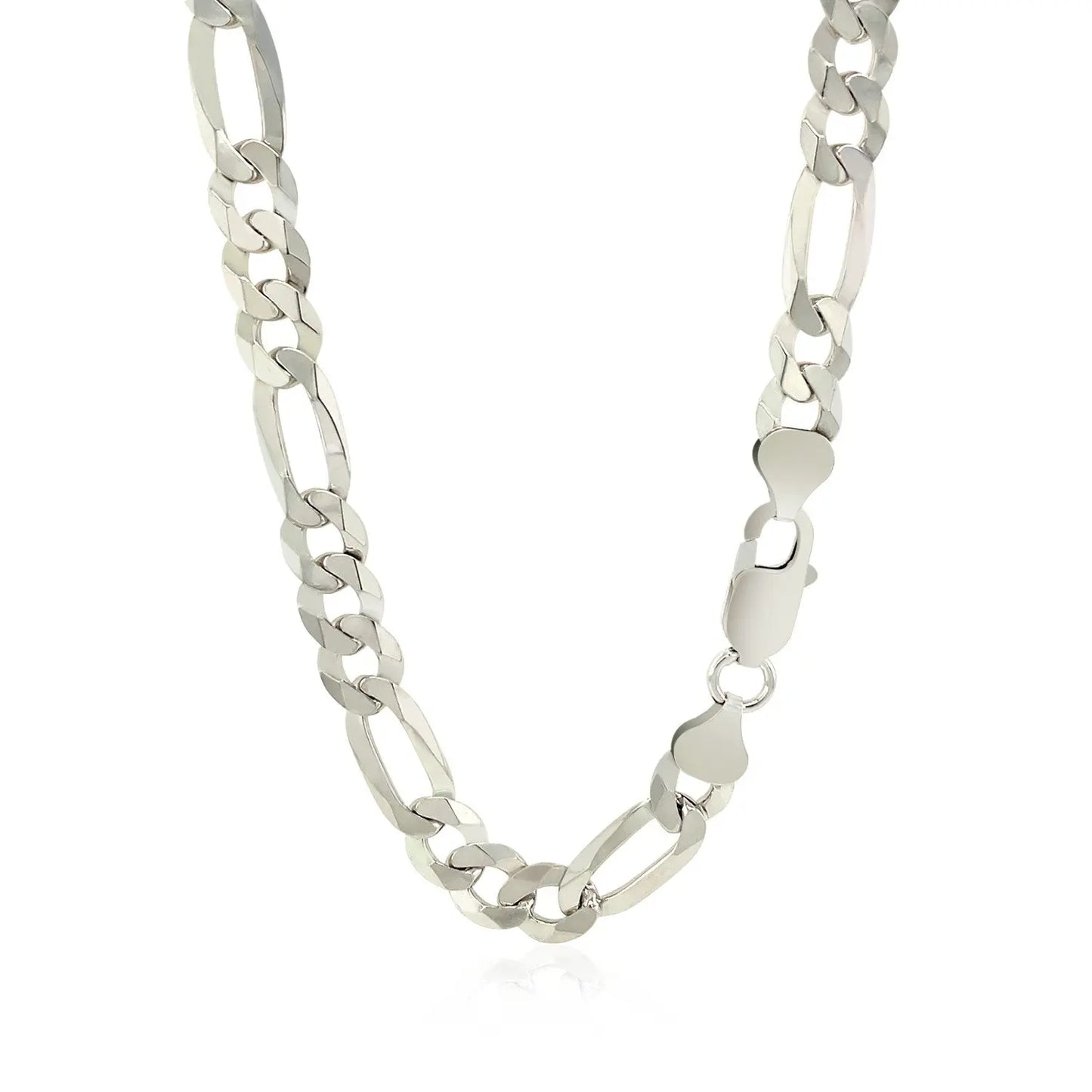 Rhodium Plated Sterling Silver Figaro Style Chain (8.10 mm) RCJ