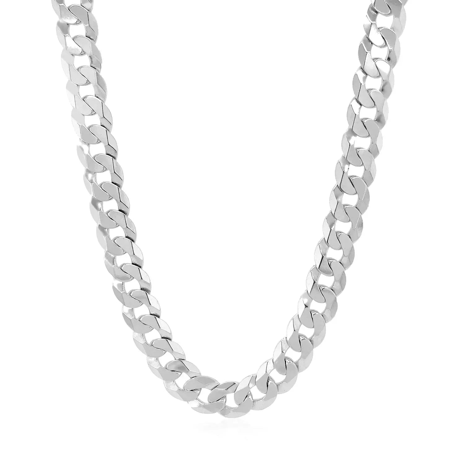 Rhodium Plated Sterling Silver Curb Style Chain (7.20 mm) RCJ