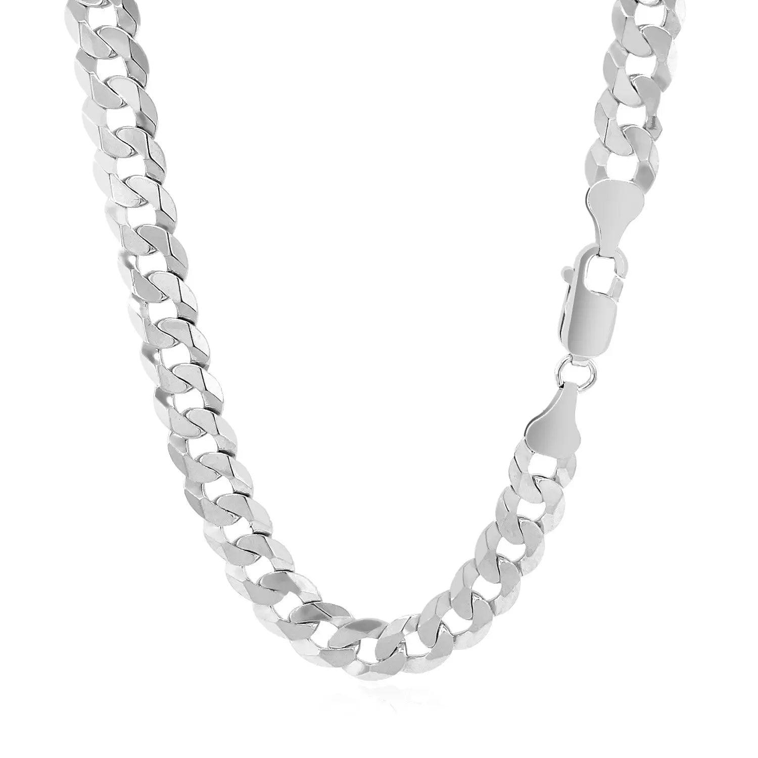 Rhodium Plated Sterling Silver Curb Style Chain (7.20 mm) RCJ