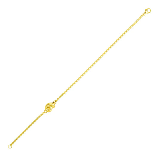 14k Yellow Gold Chain Bracelet with Polished Knot (7.50 mm) RCJ