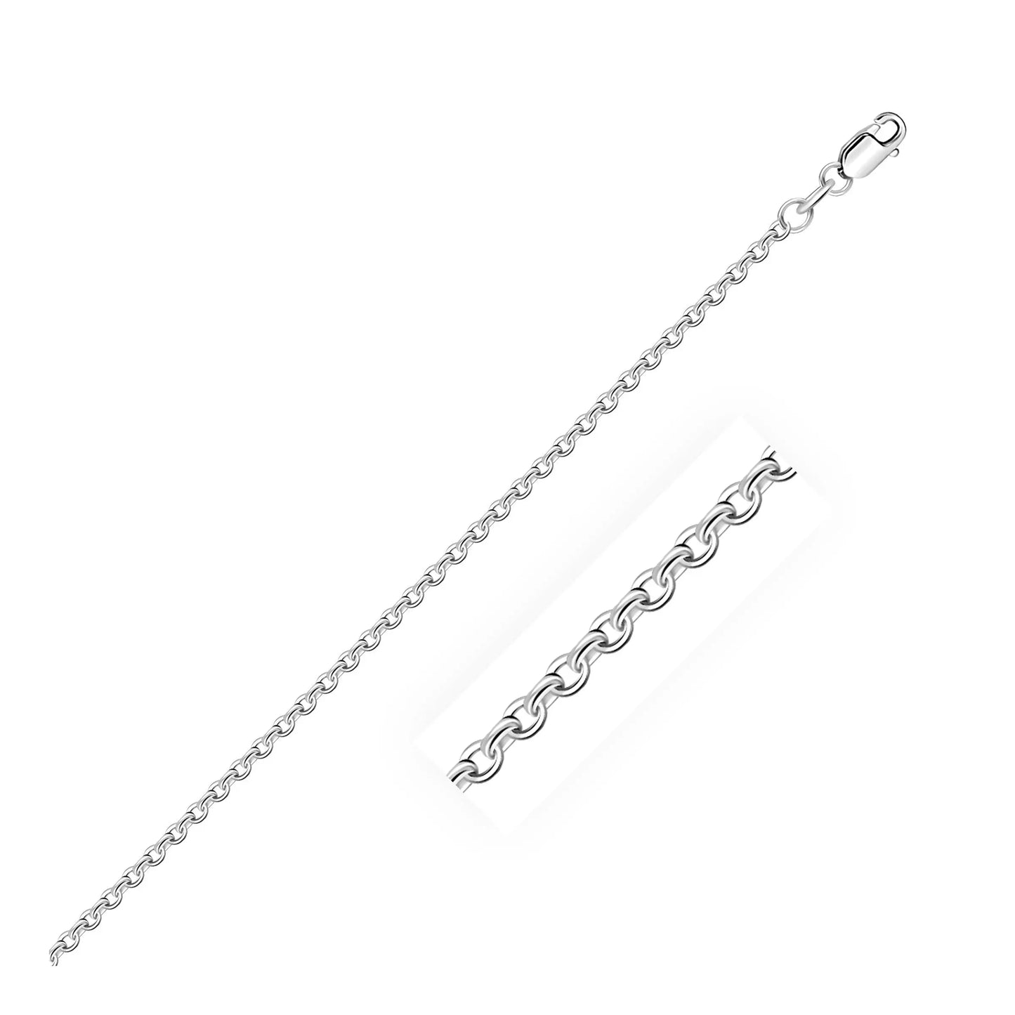 14k White Gold Diamond Cut Cable Link Chain (1.90 mm)Monde Trend