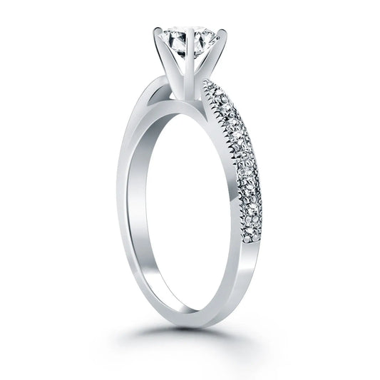 14k White Gold Diamond Pave Cathedral Engagement RingMonde Trend