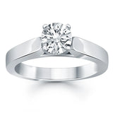 14k White Gold Wide Cathedral Solitaire Engagement Ring RCJ