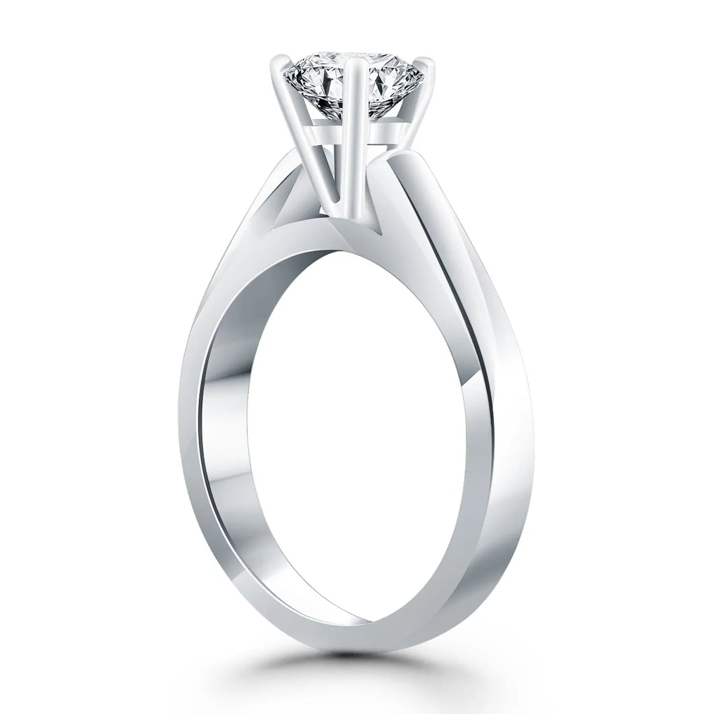 14k White Gold Wide Cathedral Solitaire Engagement Ring RCJ