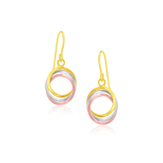 14k Tri-Color Gold Open Entwined Ring EarringsMonde Trend