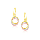 14k Tri-Color Gold Open Entwined Ring EarringsMonde Trend