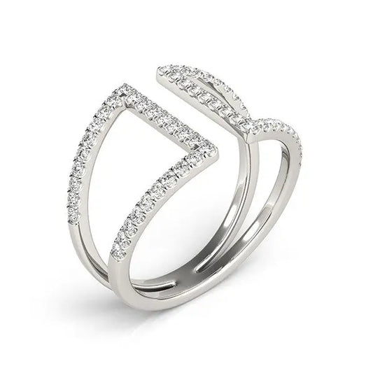 14k White Gold Open Style Dual Band Ring with Diamonds (1/2 cttw)Monde Trend