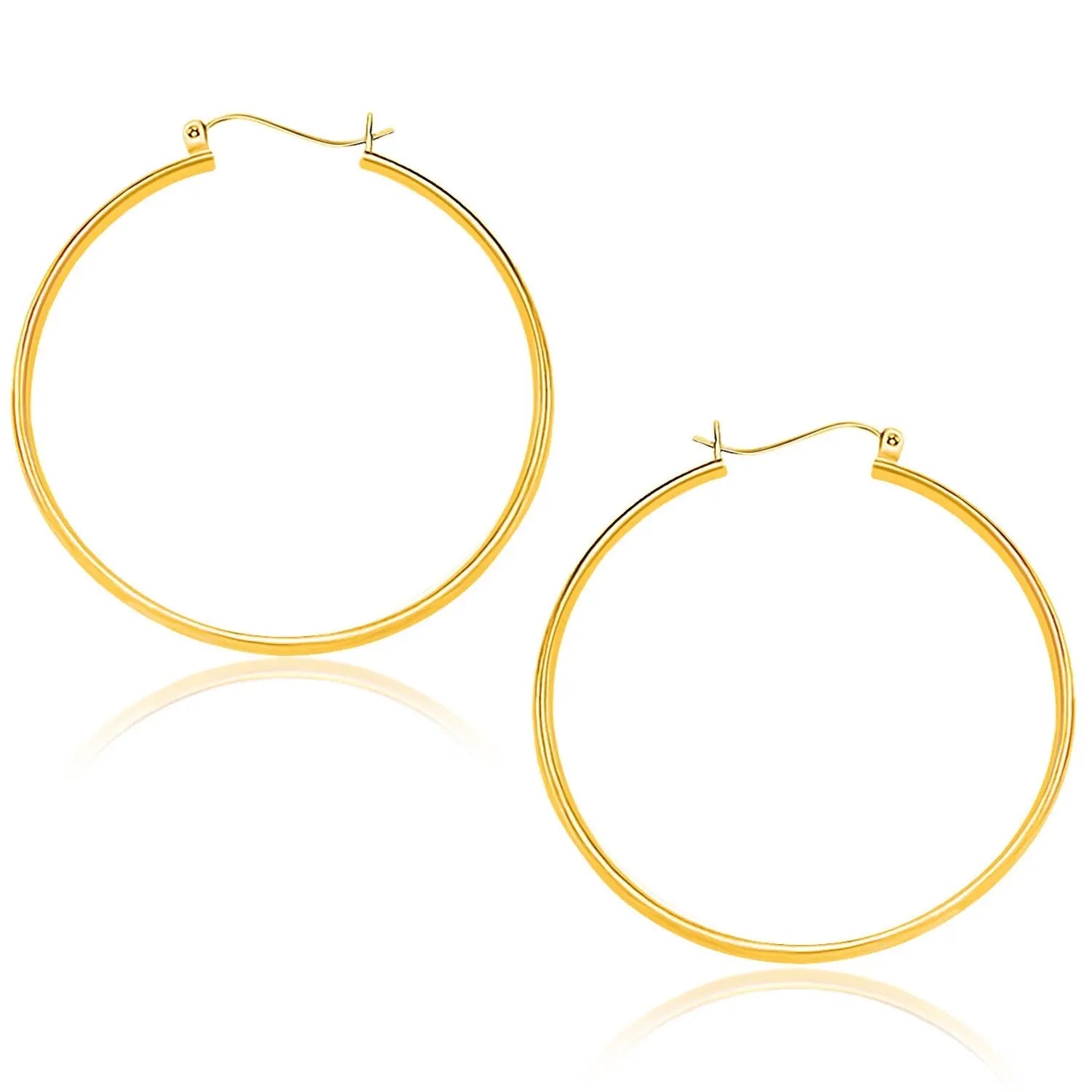 10k Yellow Gold Polished Hoop Earrings (1.5x40mm)Monde Trend