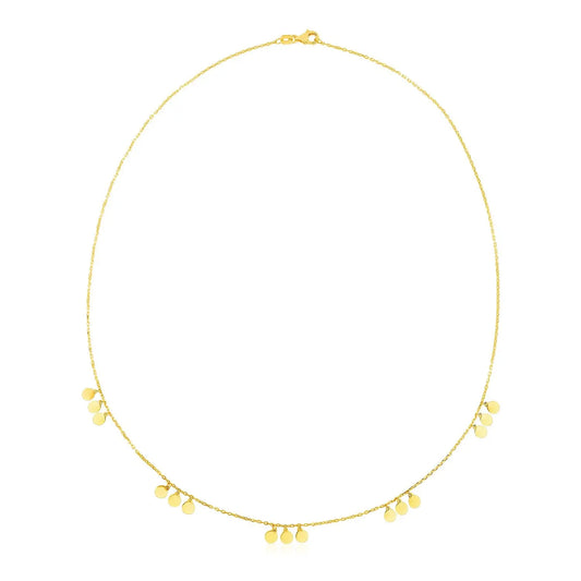 14k Yellow Gold Necklace with Circle Dangle Stations RCJ