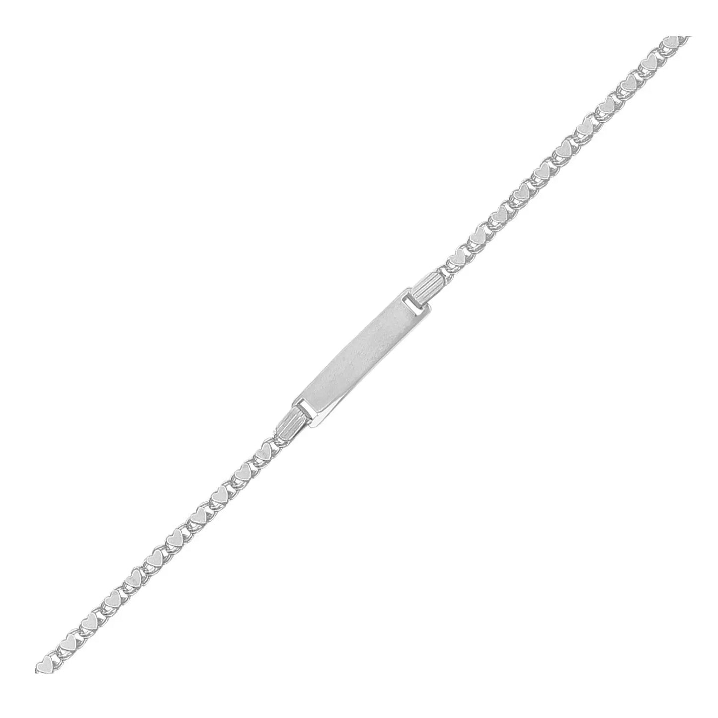 14k White Gold Childrens Heart Link ID BraceletMonde Trend