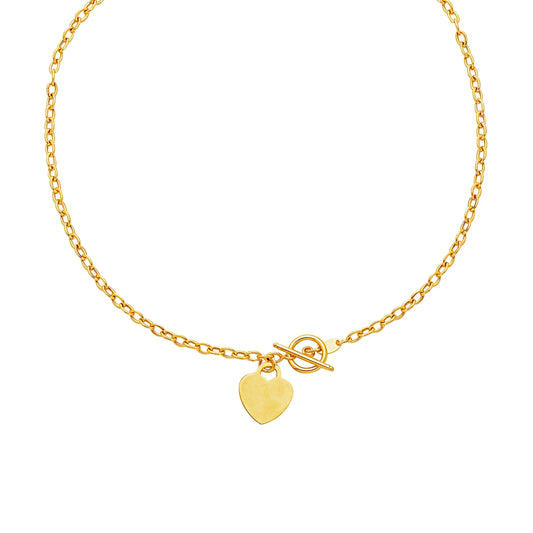 Toggle Necklace with Heart Charm in 14k Yellow Gold RCJ