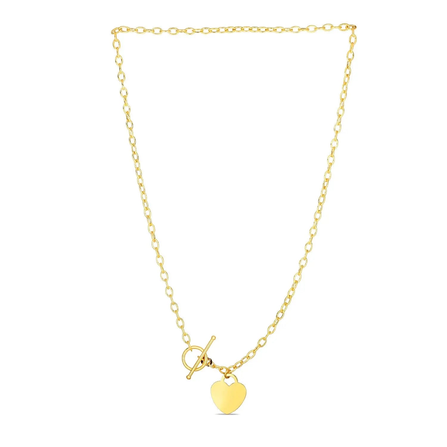 Toggle Necklace with Heart Charm in 14k Yellow Gold RCJ