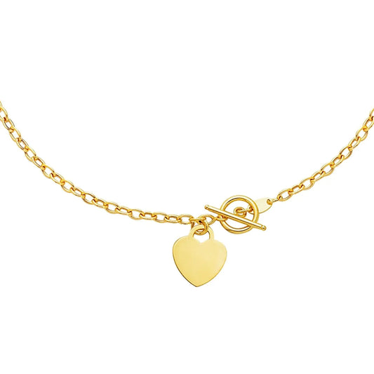 Toggle Necklace with Heart Charm in 14k Yellow Gold RCJ